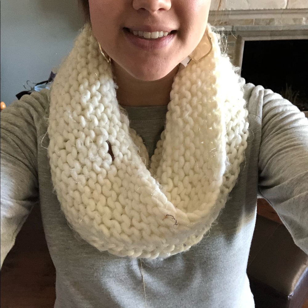 EUC Fossil Cream and Silver thread Cowl Scarf